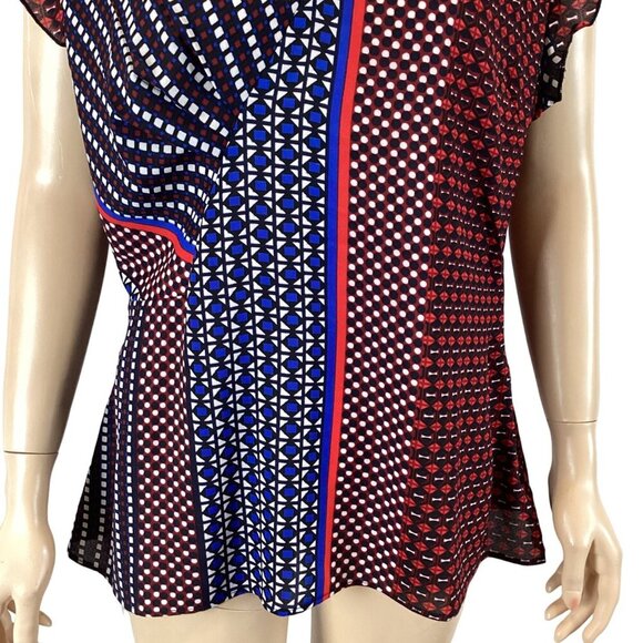 Walter Baker Women's Large Mixed‎ Geometric Print V-Neck Top Blouse - Picture 7 of 7